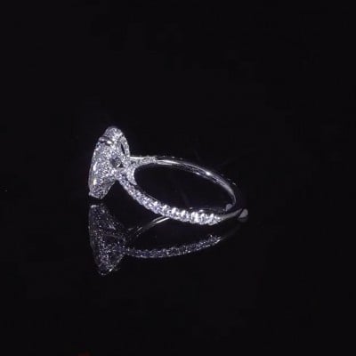 Pear Cut Diamond White 925 Sterling Silver Halo Engagement Ring