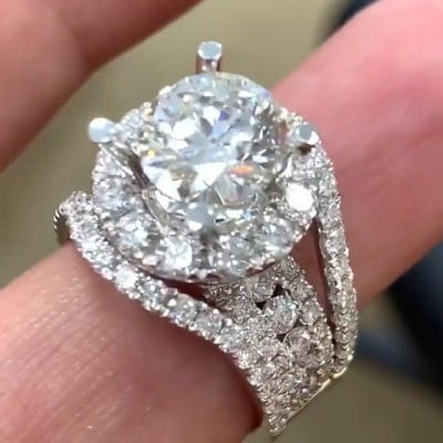 Diamond White Round Cut 3-Piece Halo Bridal Sets in Sterling Silver
