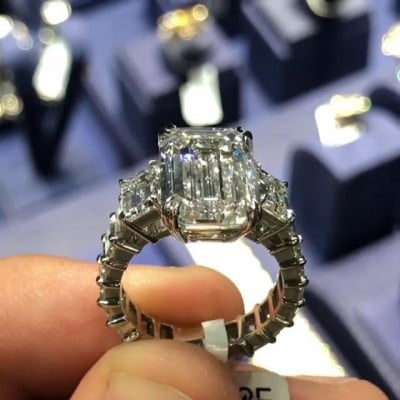 Emerald Cut Diamond White 925 Sterling Silver 3-Stone Bridal Sets