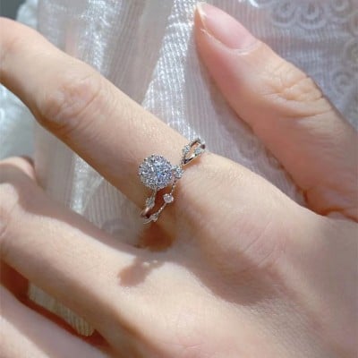 Round Cut Moissanite Diamond White 925 Sterling Silver Halo Engagement Ring