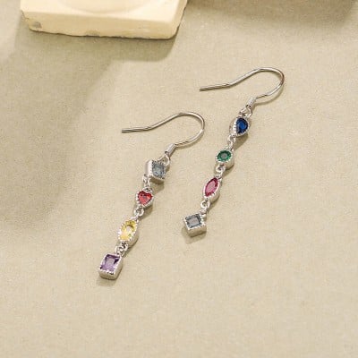 Platinum Plated 925 Sterling Silver Flower Drop Earrings