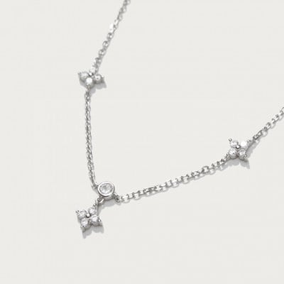 Platinum Plated 925 Sterling Silver Lucky Clover Necklace