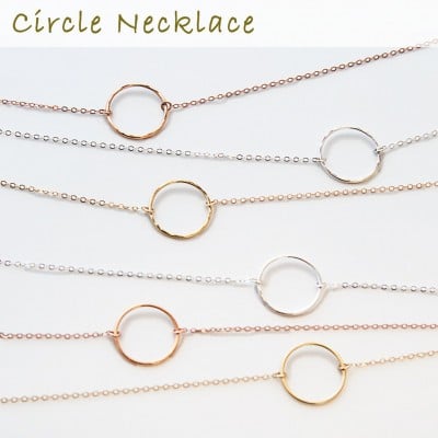 Dainty Circle Karma Necklace Eternity Simple Open Circle Gift