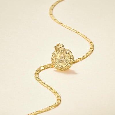 A-Z Initial Letter 20 Inches 14K Gold Plated Pendant Necklace